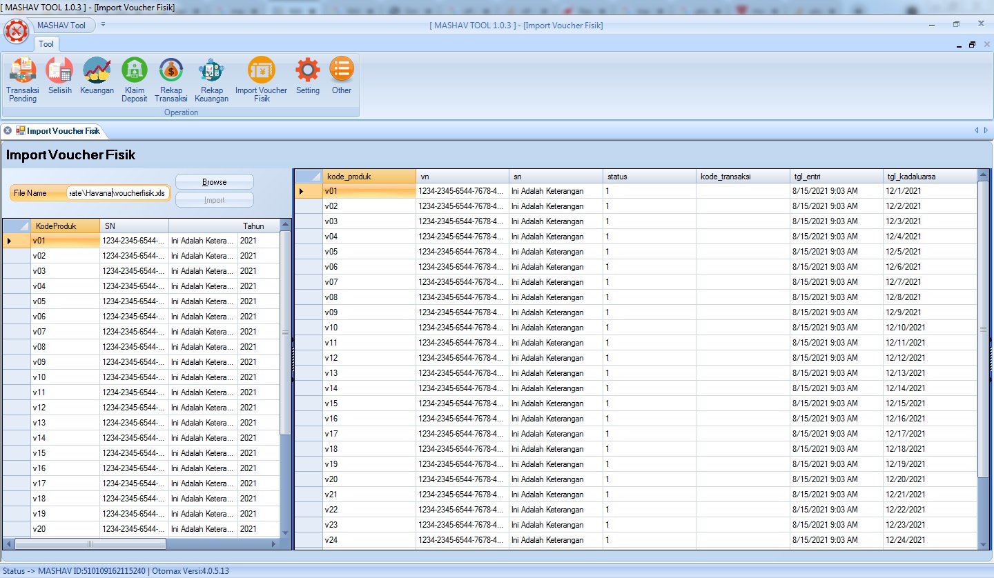 MASHAV Tool Import Excel